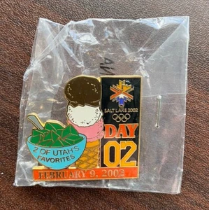 Salt Lake City 2002 Winter Olympics Pin Jello And Ice Cream - New In Package - Picture 1 of 2
