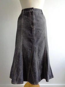 PRINCIPLES Grey Cotton Denim Midi Skirt Size 14 Petite - Picture 1 of 22