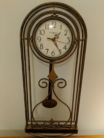 Vintage Howard Miller Wall Pendulum Clock Wrought Iron Art Deco 625-295 Cover