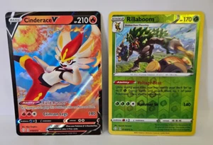 Pokemon - Shining Fates - Cinderace V - 018/072 BONUS Rillaboom Rev Holo - Picture 1 of 2