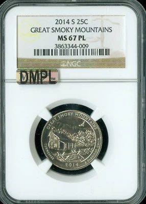 2014 S GREAT SMOKY MOUNTAINS QUARTER NGC MS67 PL MAC DMPL RARE FINEST  . - Image 1 of 2