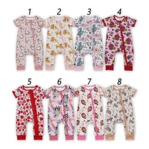 Summer Baby Boys Outdoor Romper Short Sleeve Zip One-pieces Bodysuit - Picture 1 of 17