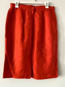 Carlisle Size 8 Solid Orange Coral Linen Blend Skirt Formal Career Summer - Picture 1 of 9