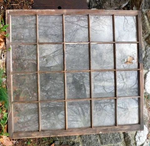 Vintage Antique Large 20 Pane Window Sash 40" x 44" Cover