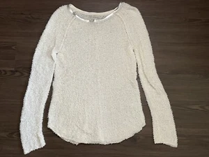 Hinge Medium White Long Sleeve Breathable Nylon Sweater - Picture 1 of 7