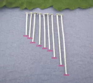 900 SILVER PLATED HEAD PINS~9 different sizes in pack 1.6cm-4cm JEWELLERY MAKING - Picture 1 of 3