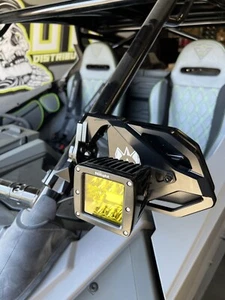 Chupacabra Offroad Cuero Race Mirrors + Amber LED Lights Fits Polaris Pro R OEM - Picture 1 of 11