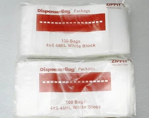 200 4x6 Reloc Zippit Bags 4mil White Block Heavy Duty 4 Mil Zip Seal Reclosable - Picture 1 of 5