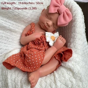19" Lifelike Silicone Reborn Baby Doll Tan Floppy Newborn Pascale Girl Toy Gifts - Picture 1 of 14