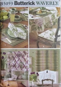 Butterick 5059 Waverly Home Decor Kitchen Shade Chair Cushion Runner+ Pattern FF - Picture 1 of 2