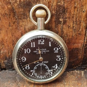 WW2 Military Issue Pilot Pocket Watch Cockpit 30 Hour Non Luminous MK 5 - Picture 1 of 24