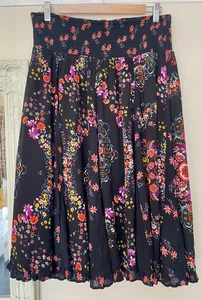 Joe Browns Gypsy Skirt Size 14 Black Floral Lace Paneled Elastic Waist - Picture 1 of 3