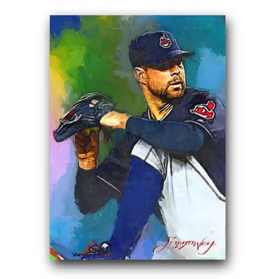 Corey Kluber #2 Art Card Limited 37/50 Edward Vela Signed (Cleveland Indians) - Image 1 of 2