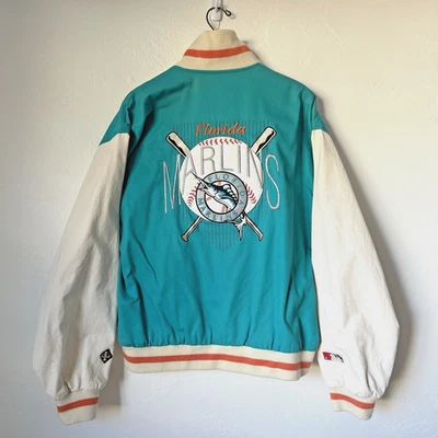 VTG 90's FL Marlins #1 Apparel Men's Baseball Jacket w/ Embroidery Size Large - Image 1 of 4