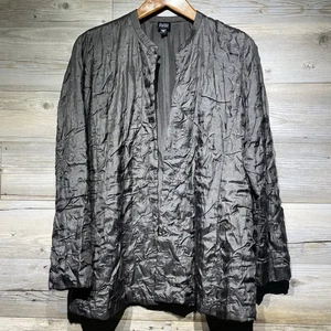 Eileen Fisher Seidenjacke vorne offen Größe M Crinkle grau silber leicht - Bild 1 von 10
