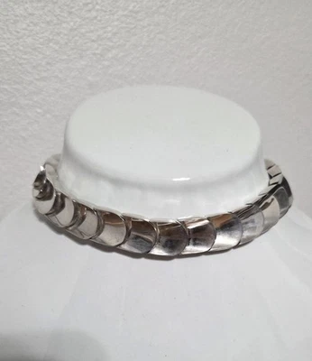Vtg Sterling Silver Taxco Mexico Alicia Modernist Choker Collar Necklace 141g - Image 1 of 4