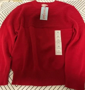 🥥 Cat & Jack Red Knit Pullover Sweater Red Size XS (4/5)🆕 - Picture 1 of 5