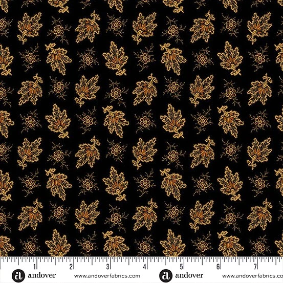 Algodón Carolina Jo Morton Falling Fleur Negro Tela Estampado por Yarda D185.40 Foto 1 de 1