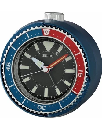 Seiko Mai Modern Non Ticking Bedroom Alarm Clock, 4 Inch, Metallic Blue/Red - Image 1 of 4