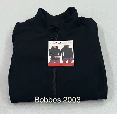 Chaqueta de yoga Spyder Active para mujer con cremallera completa bolsillos con cremallera, negra, talla M Foto 1 de 4