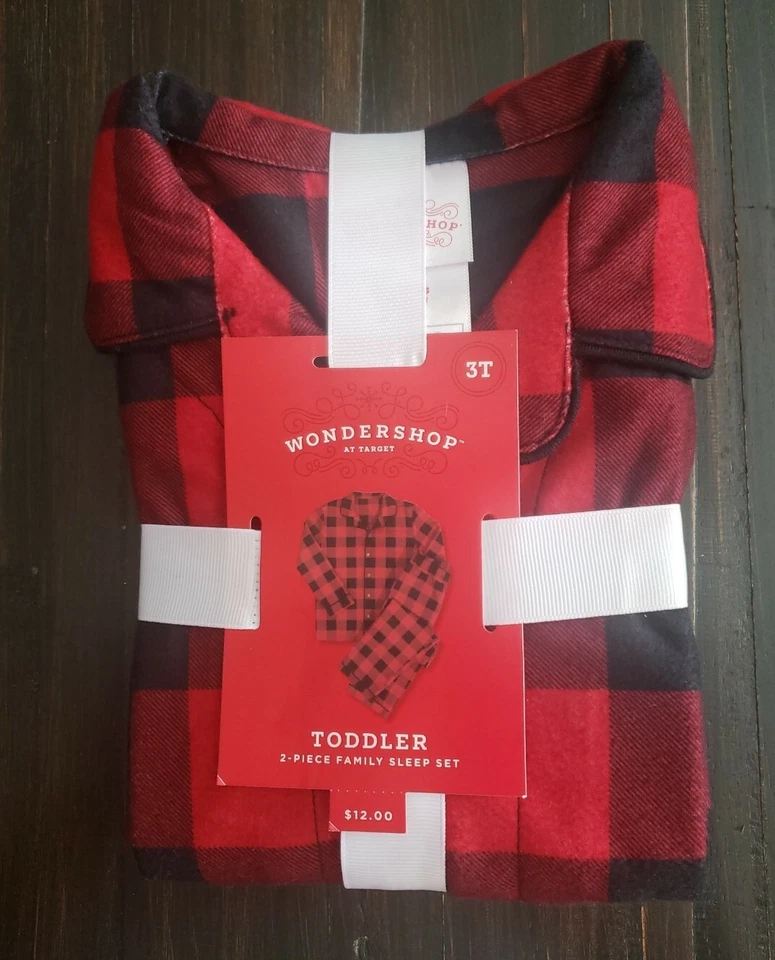 Toddler Size 3T Wondershop 2 Pc Pajamas Red Buffalo Checkered Target