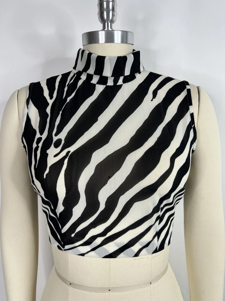Top corto de nailon con estampado de cebra Dolce & Gabbana 44 L de colección Foto 1 de 4