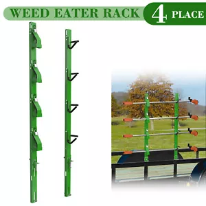 Green 4 Place Lockable Weedeater Trimmer Rack Upgraded For Enclosed/Open Trailer - Picture 1 of 24