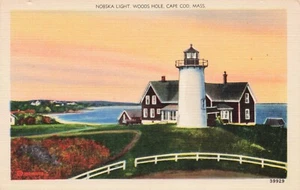 Postal Nobska Light Woods Hole Cape Cod Massachusetts MA De colección - Imagen 1 de 2