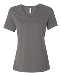 Bella Canvas Womens Relaxed Jersey Short-Sleeve V-Neck T-Shirt - Picture 1 of 38