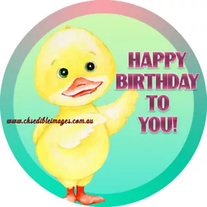 Cute Duck Custom Edible Image Cake Icing Topper 5-8 Inches Diameter - Picture 1 of 4