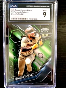 2023 TOPPS CHROME BLACK FERNANDO TATIS JR GREEN REFRACTOR CGC GRADED 9 - Picture 1 of 3
