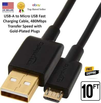 USB-A to Micro USB Fast Charging Cable, 480Mbps Transfer Speed 10ft - Image 1 of 4