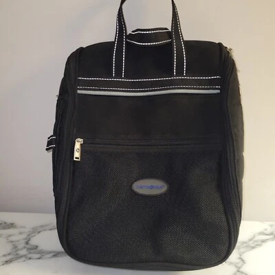 Samsonite~GOLF SHOE BAG Soft Sided/Padded/Vented w Mesh Front Pocket-Black&Gray - Image 1 of 4