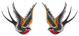 x4 10cm Swallows shaped vinyl stickers bird nature retro tattoo art vintage cool - Picture 1 of 1