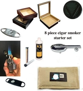 20ct Zigarren Glasplatte Kirsche Humidor Schneider Feuerzeug Aschenbecher Set Geschenkset 8 Teile - Bild 1 von 10