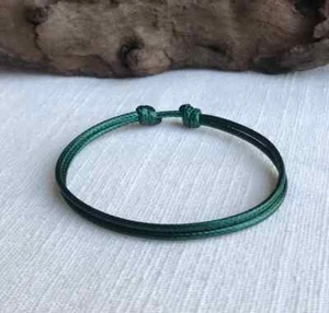 Bracciale o Cavigliera Unisex Regolabile Corda Impermeabile Verde Scuro 1,5mm - Foto 1 di 7
