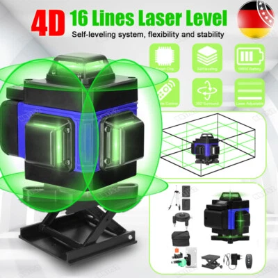 16 Line Laser Level 360° 4D Kreuzlinienlaser Kit Selbstnivellierend Wasserwaage - Bild 1 von 4