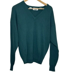 Vintage Harbour Club Herren V-Ausschnitt Pullover Large grün Lammwolle Pullover passt Medium - Bild 1 von 6