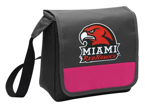 Miami University Lunch Bag Girls RedHawks Cooler Ladies Lunchbox MESSENGER STYLE Cover