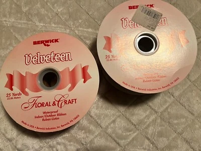 Vtg BERWICK RIBBON Velveteen Velvet Red & Green Waterproof 25 Yards  2.5" Wide - Image 1 of 3