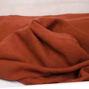 Linen Fabric Premium Stonewashed (Dyed Paprika) 200 GSM red 1.4m wide - Picture 1 of 2