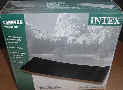 Colchón inflable individual de camping con cama de aire - Tela de tacto de lona impermeable Foto 1 de 4