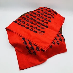 Vtg Mystic Seaport Sailing Ship Bandana Scarf Connecticut Red Navy Sailboat 21’ - Picture 1 of 6