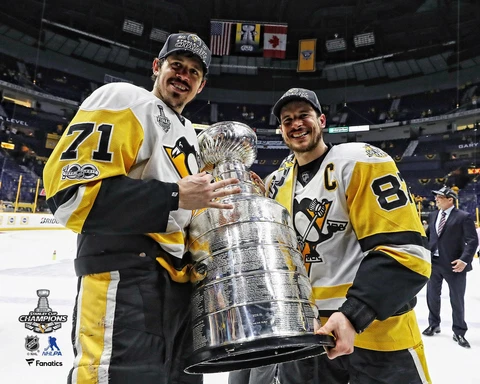 Sidney Crosby & Evgeni Malkin Penguins 2017 SC Champs Raising Cup 8x10 Photo Cover