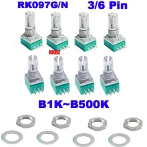 B1K/5K/10K~500K Audio Amplifier Sealed Potentiometer 15mm Shaft 3/6 Pin RK097G/N - Picture 1 of 26