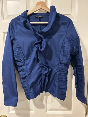 Chaqueta Samuel Dong Talla Pequeña Azul Profundo Chaqueta con Volantes con Cremallera Foto 1 de 3