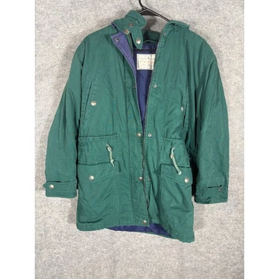 Vintage Green Utility Parka Jacket Size S Regular Drawstring Waist Snap Pockets - Image 1 of 4