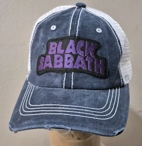 Black Sabbath Trucker Hat Distressed Baseball Cap Navy & White Mesh - Picture 1 of 18