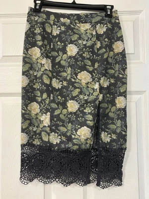 Falda Free People Story Teller Floral Crepúsculo con Dobladillo de Encaje Talla 2 Midi Foto 1 de 4