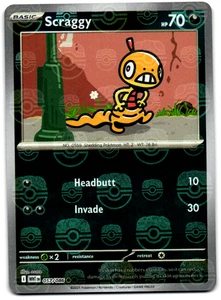 Scraggy 057/086 Master Ball Reverse Holo White Flare English Pokemon WHT EN - Picture 1 of 2